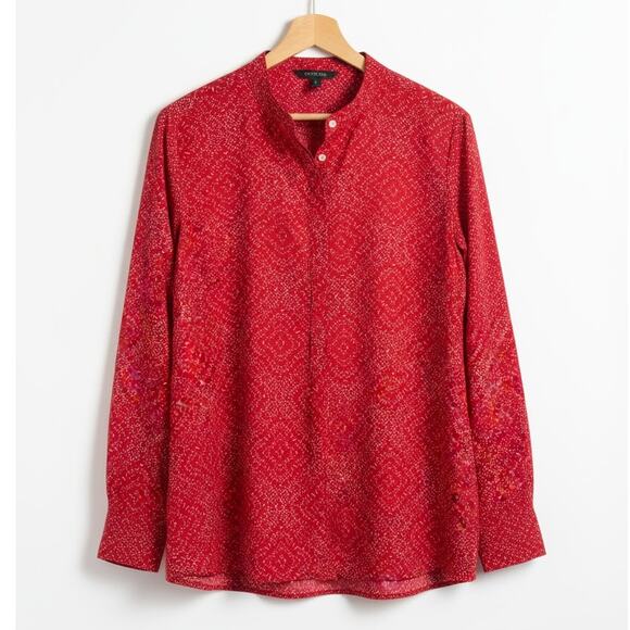 Lauren Ralph Lauren Womens L Mandarin Collar Preppy Career Office Staple Tunic - Picture 1 of 11